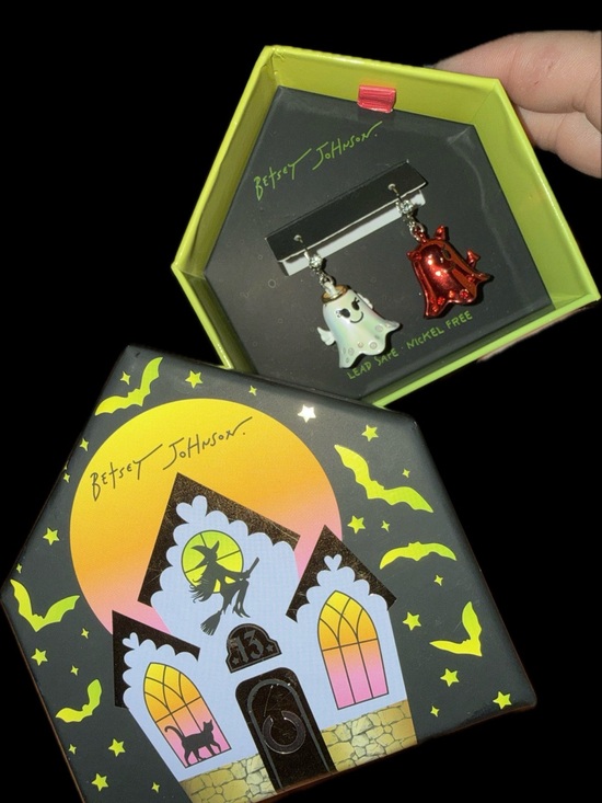 Betsey Johnson Jewelry - Betsey Johnson Enamel Angel/Devil Ghost Charm Earrings